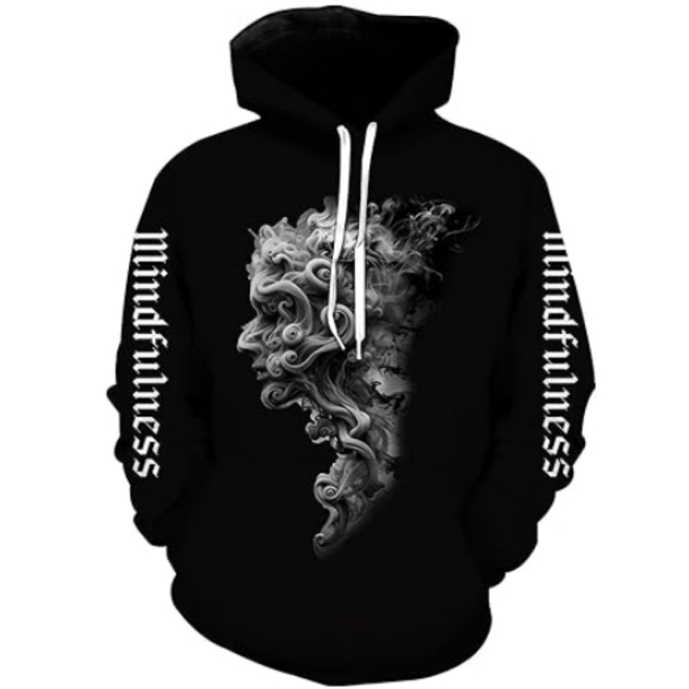 3D Print Pullover Hoodie Sweatshirt Women /Men Grey Smokegirl
